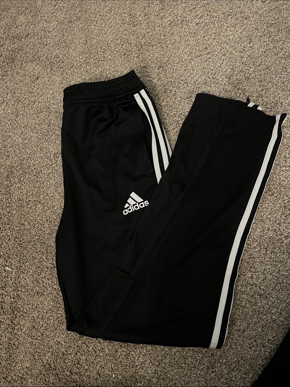 adidas Black Joggers with White Side Stripes - Kids